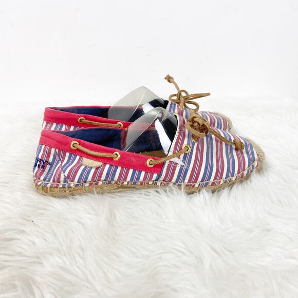 Sperry Topsider 8 M Womens Red Blue Canvas Katama Espadrille Flats - Picture 2 of 7